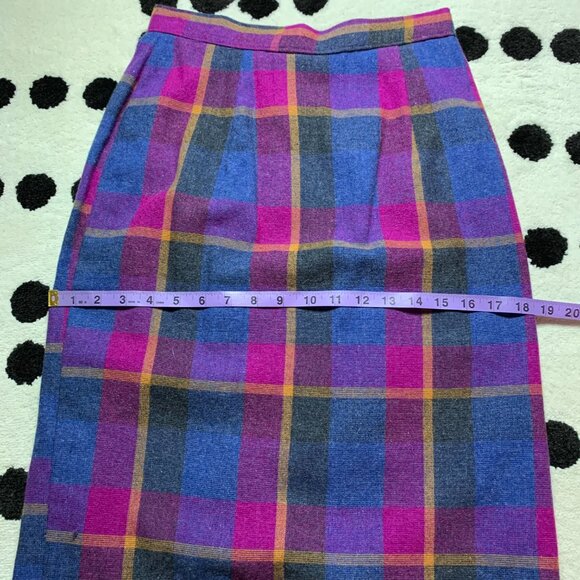 Vintage 80s Plaid Double Breasted Blazer Skirt Set Small Purple Blue Handmade - Picture 11 of 16